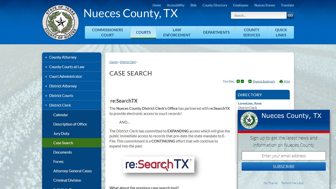 Case Search - Nueces County, Texas